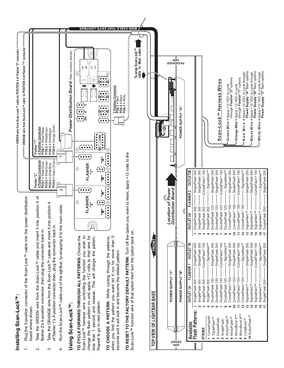 Available flash patterns: inst al li ng scan-l ock, Using scan- lock | Whelen 9MSCANLK User Manual | Page 3 / 3