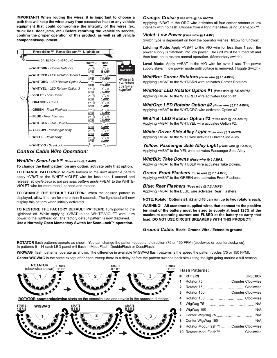 Control cable wire operation | Whelen FR8AAAA User Manual | Page 3 / 4