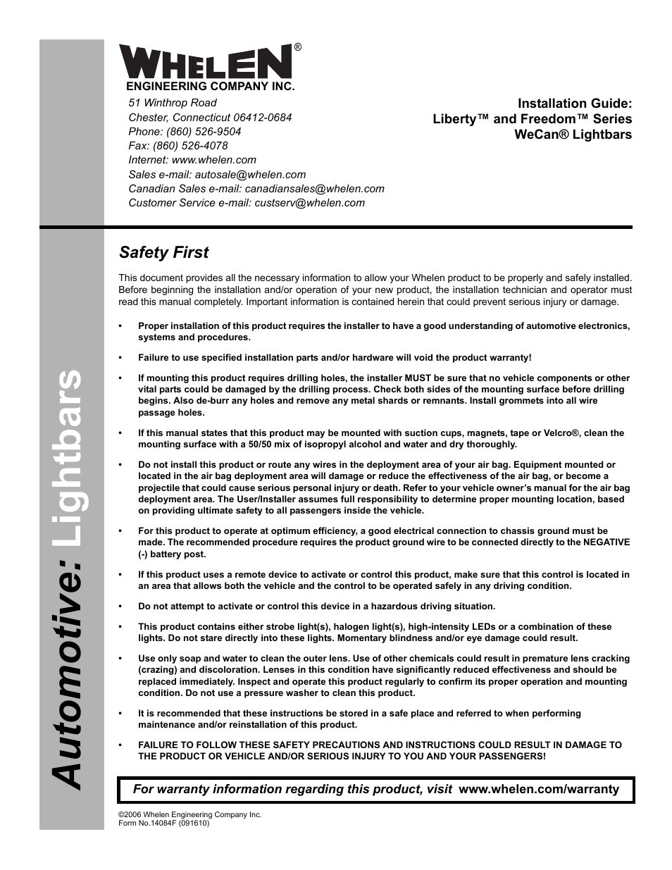 Whelen FW4AAAA User Manual | 9 pages