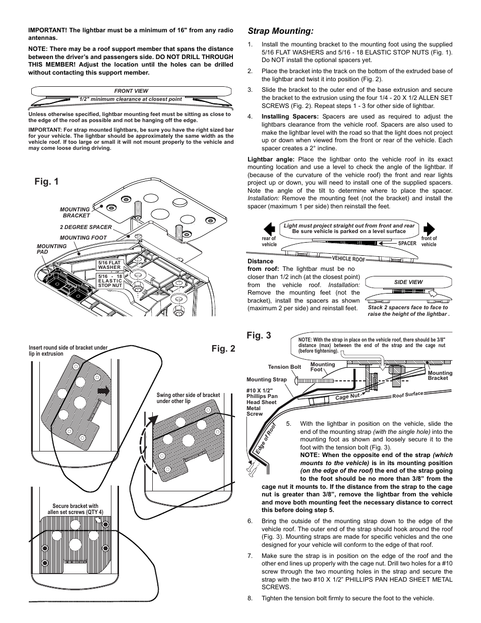 Fig. 3, Fig. 2, Fig. 1 | Strap mounting | Whelen IB8JJJJ User Manual | Page 2 / 6