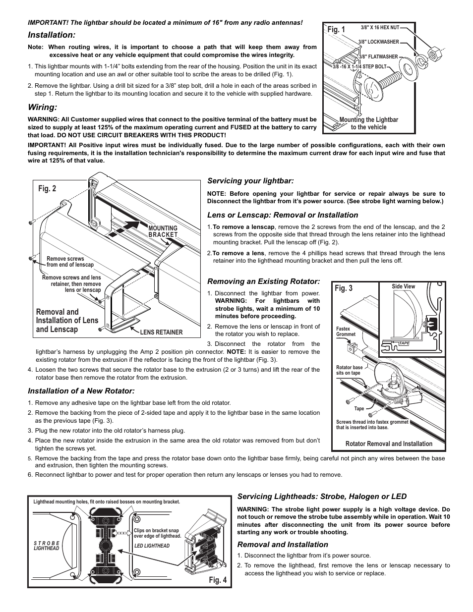 Fig. 4, Fig. 3, Installation | Wiring, Fig. 1 | Whelen 45B52 User Manual | Page 2 / 8