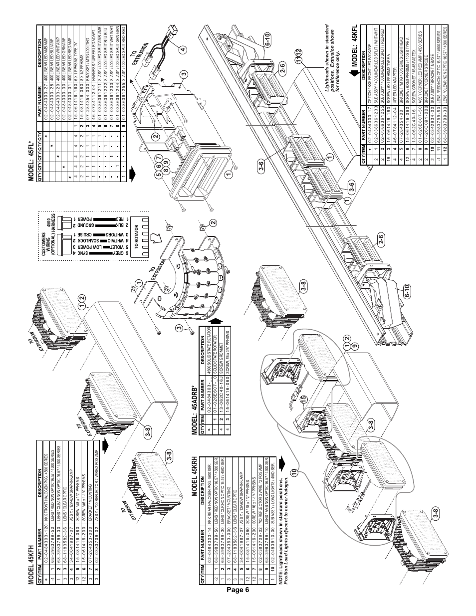 Page 6 model: 45adrb, Model 45kfh, Model: 45kfl | Model: 45fl, Model 45krh | Whelen 45B52 User Manual | Page 6 / 8