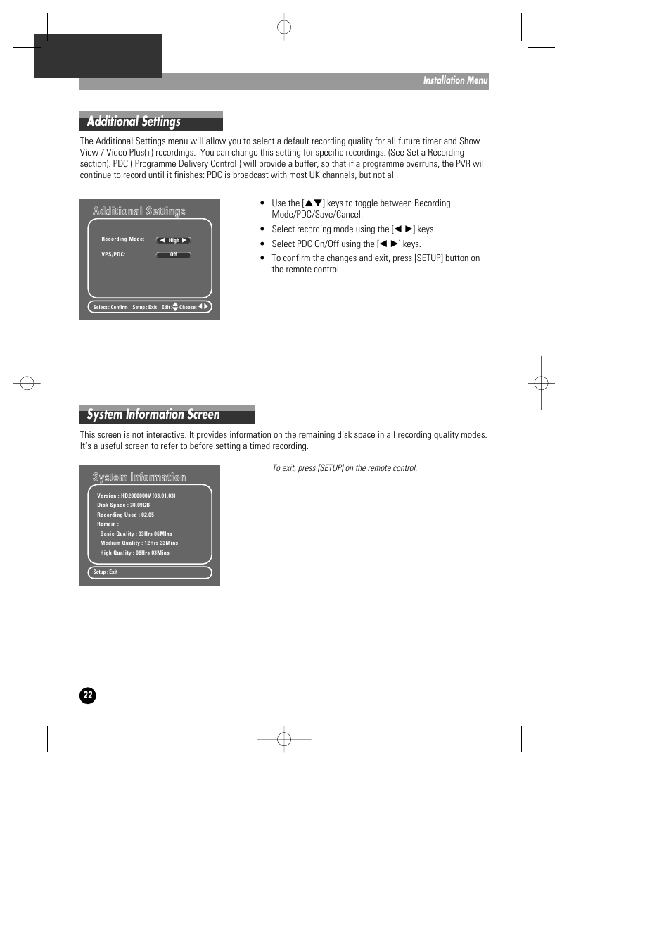 Additional settings, System information screen | Daewoo DHD-4000D User Manual | Page 23 / 60