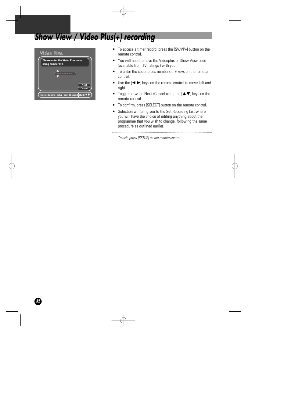 Show view / video plus(+) recording | Daewoo DHD-4000D User Manual | Page 33 / 60