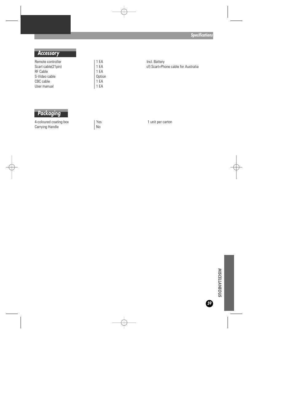 Accessory, Packaging | Daewoo DHD-4000D User Manual | Page 60 / 60