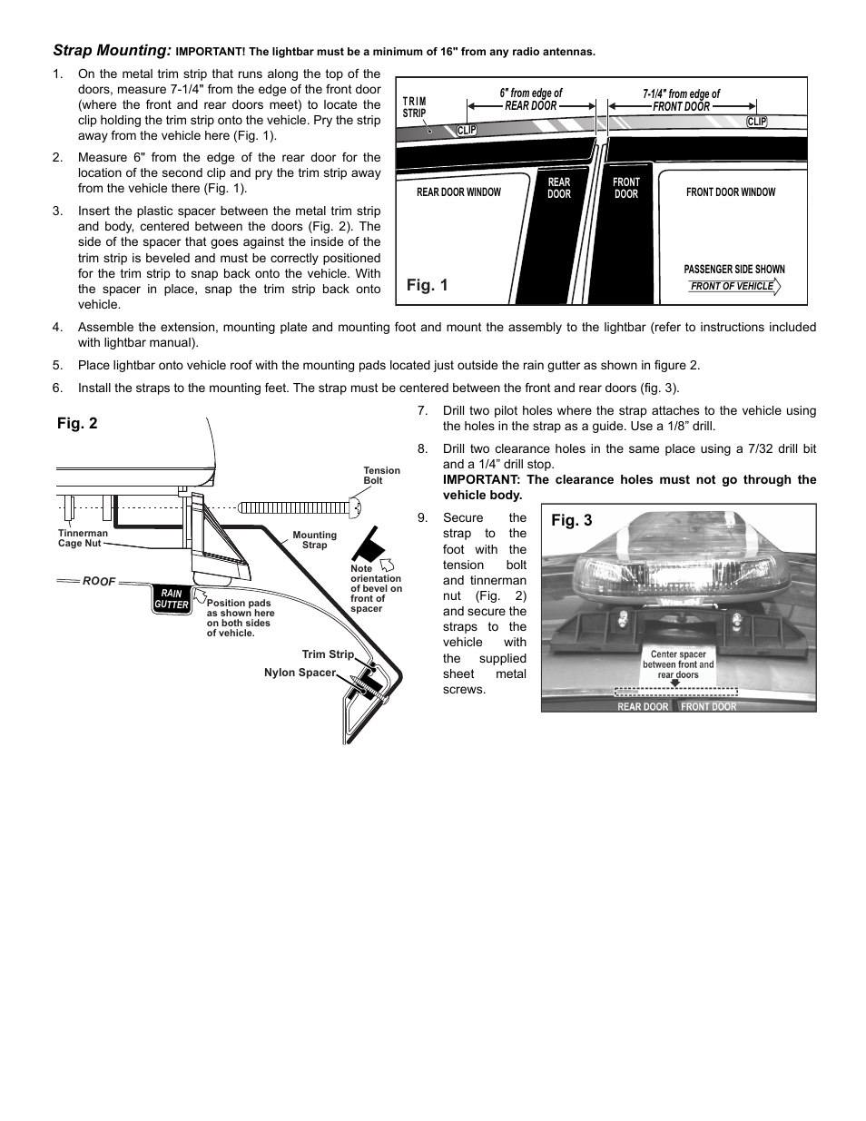 Fig. 1, Strap mounting, Fig. 2 | Whelen MKEA81 User Manual | Page 2 / 2