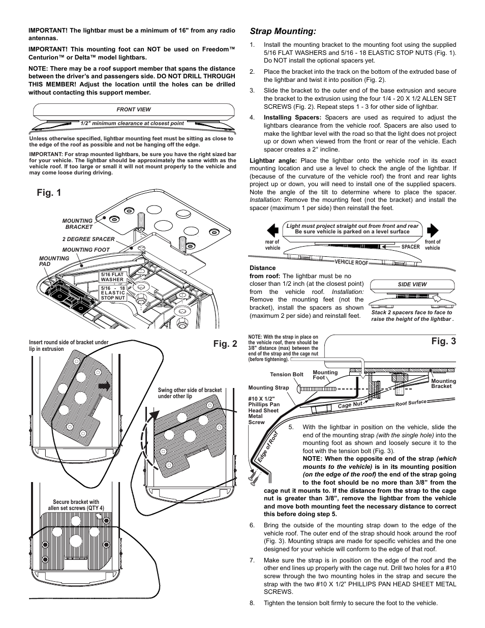 Fig. 3, Fig. 2, Fig. 1 | Strap mounting | Whelen MKLP81 User Manual | Page 2 / 3