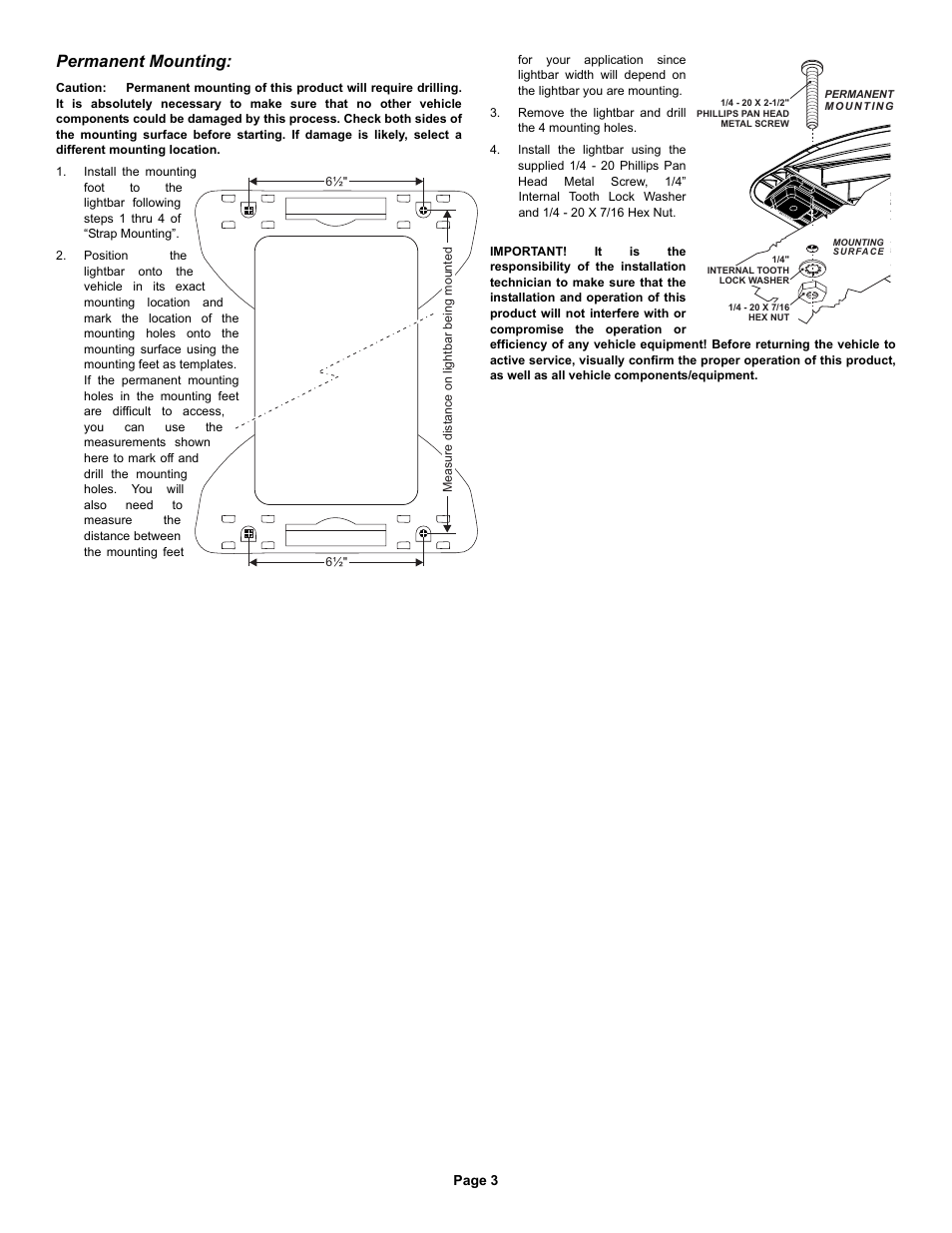 Permanent mounting | Whelen MKLP81 User Manual | Page 3 / 3