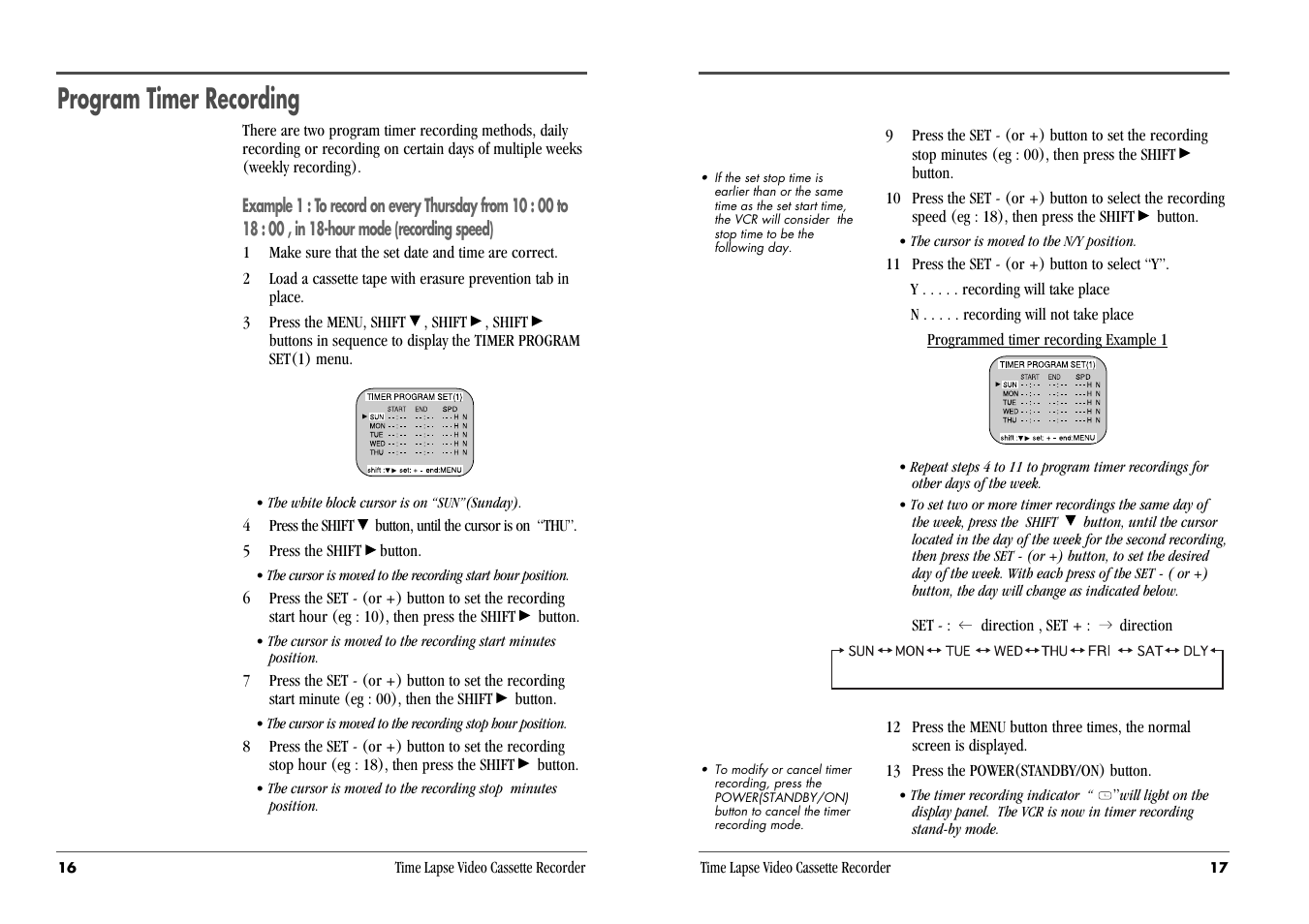 Program timer recording | Daewoo DV3K683DZ-SD User Manual | Page 11 / 25