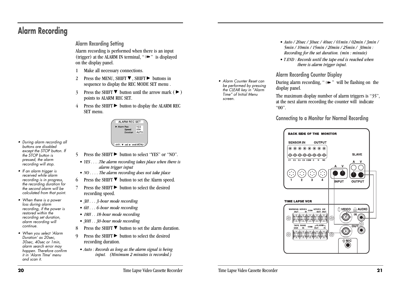 Alarm recording | Daewoo DV3K683DZ-SD User Manual | Page 13 / 25