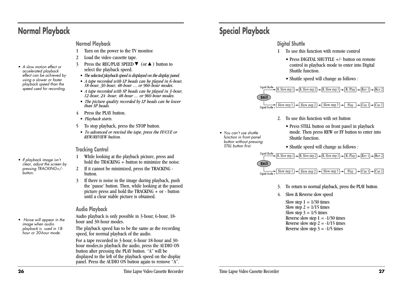 Special playback, Normal playback | Daewoo DV3K683DZ-SD User Manual | Page 16 / 25