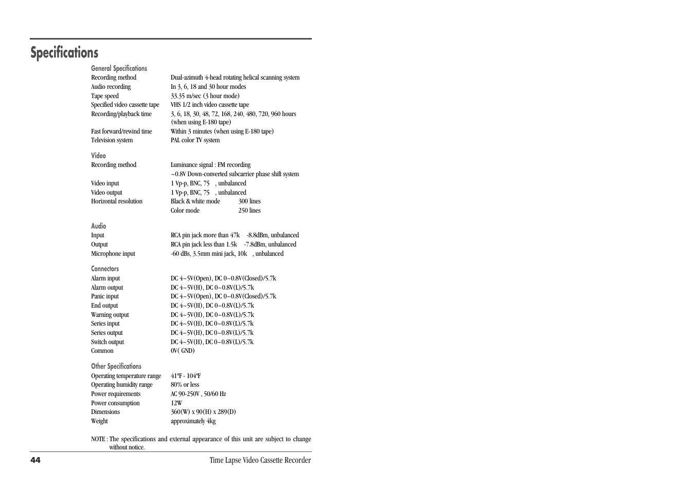 Specifications | Daewoo DV3K683DZ-SD User Manual | Page 25 / 25