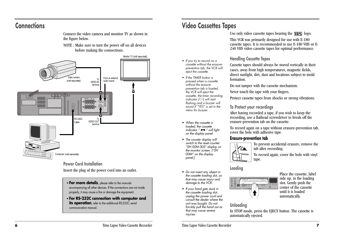 Connections, Video cassettes tapes | Daewoo DV3K683DZ-SD User Manual | Page 6 / 25