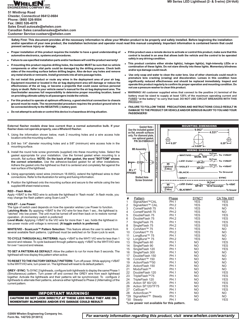 Whelen M9A24 User Manual | 1 page