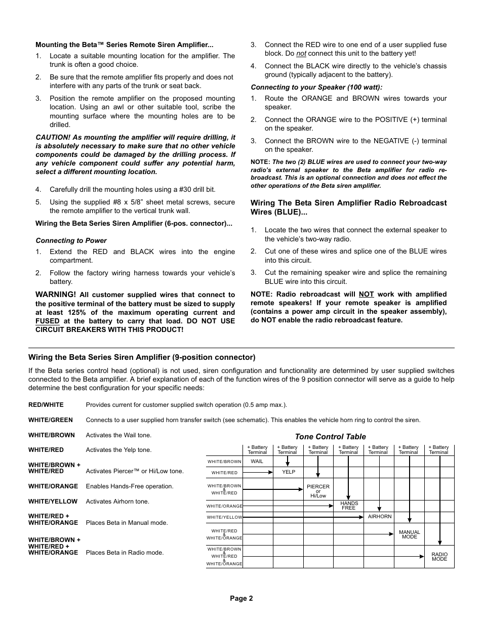 Whelen BETA124R User Manual | Page 2 / 6