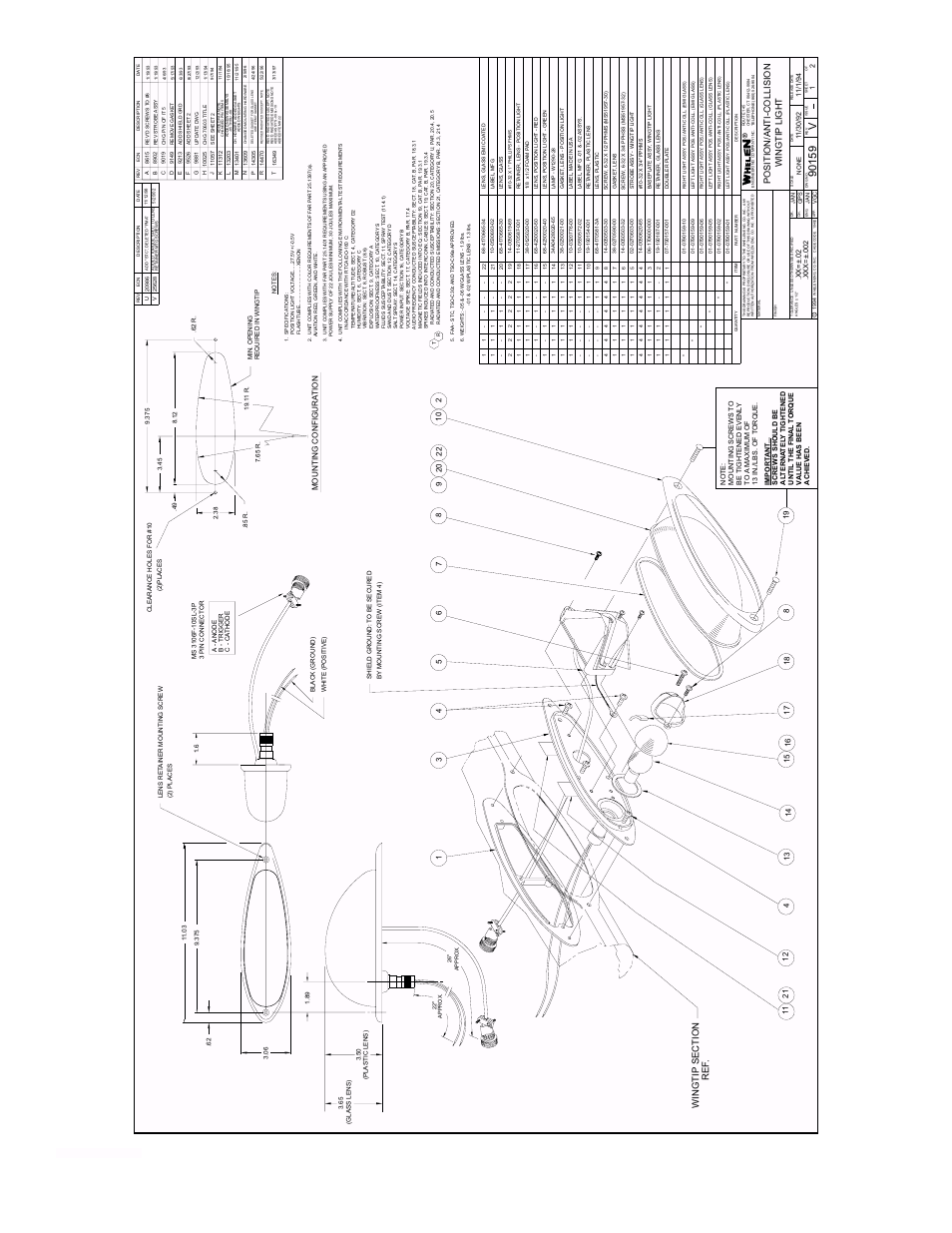 Page 5, Wingtip light position/anti-collision | Whelen Cessna Citation 550 User Manual | Page 5 / 6