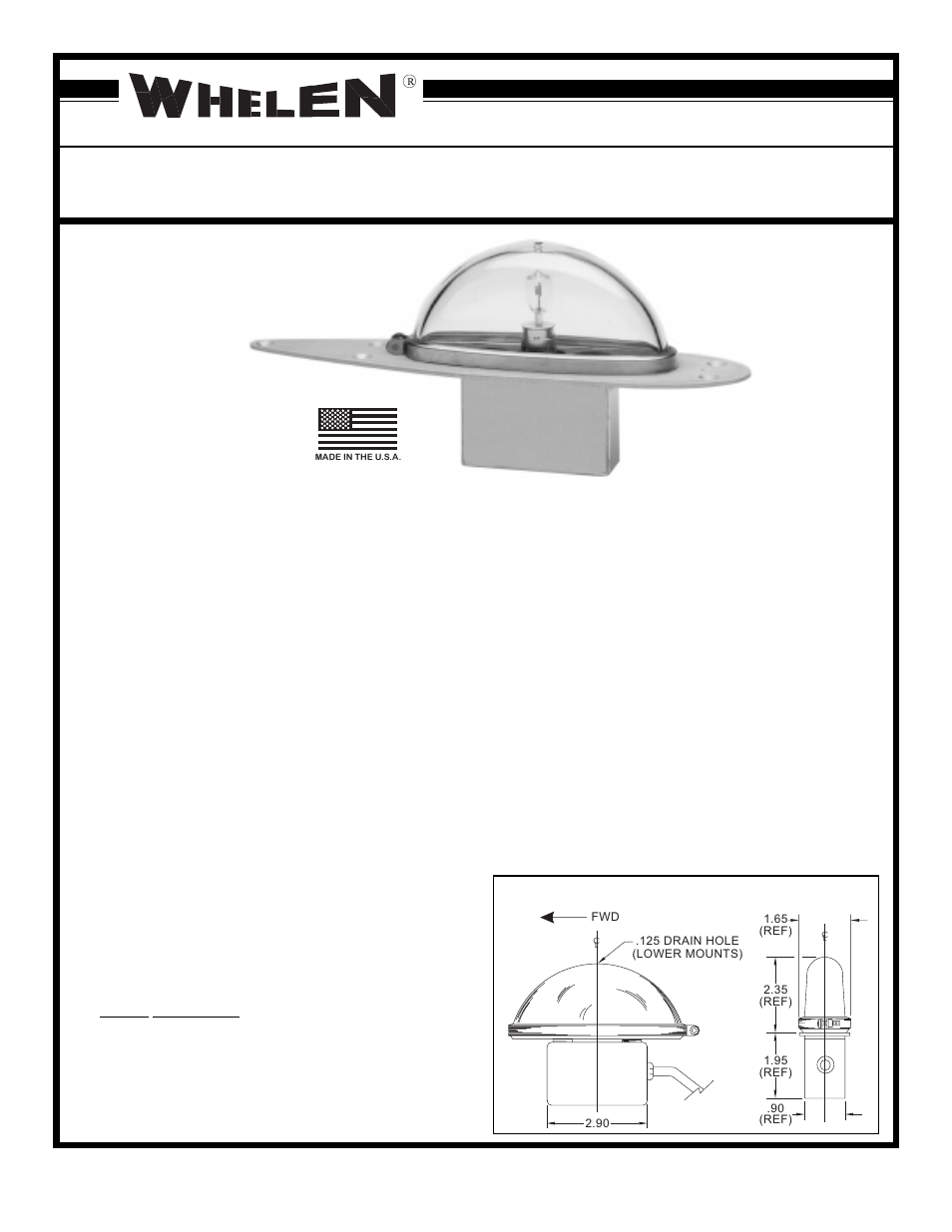 Whelen 90033 User Manual | 2 pages