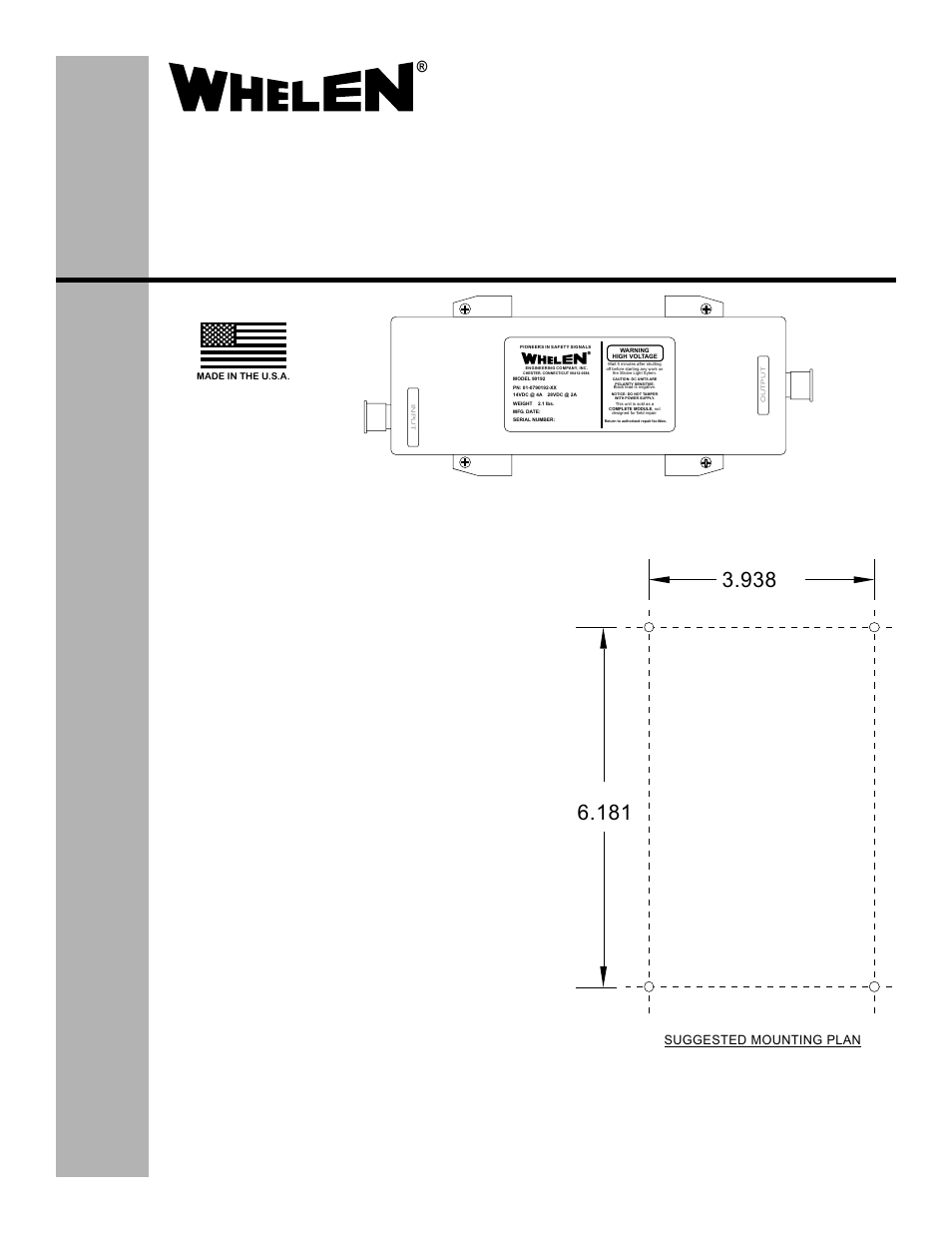 Whelen 90192 User Manual | 2 pages