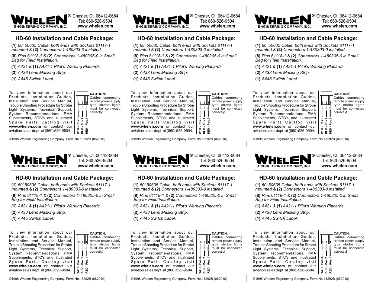 Whelen HD-60 User Manual | 1 page