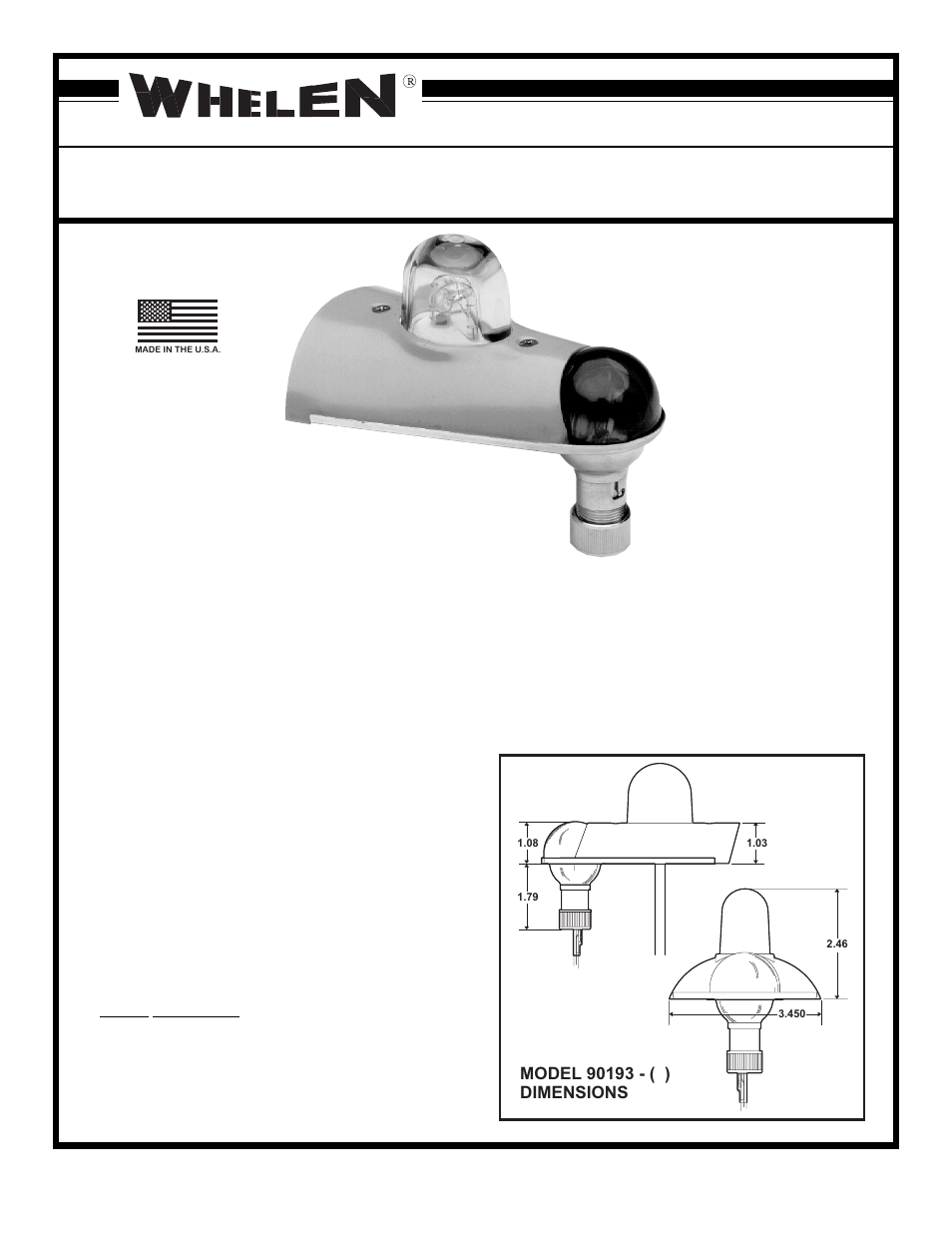 Whelen 90193 User Manual | 2 pages