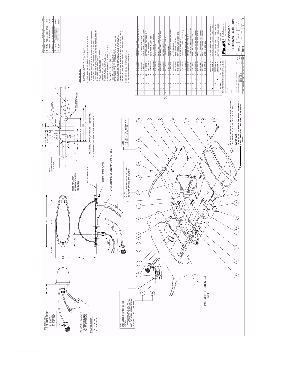 Page 6, Position/anti-collision light assembl y | Whelen 90206 Series Light User Manual | Page 6 / 6