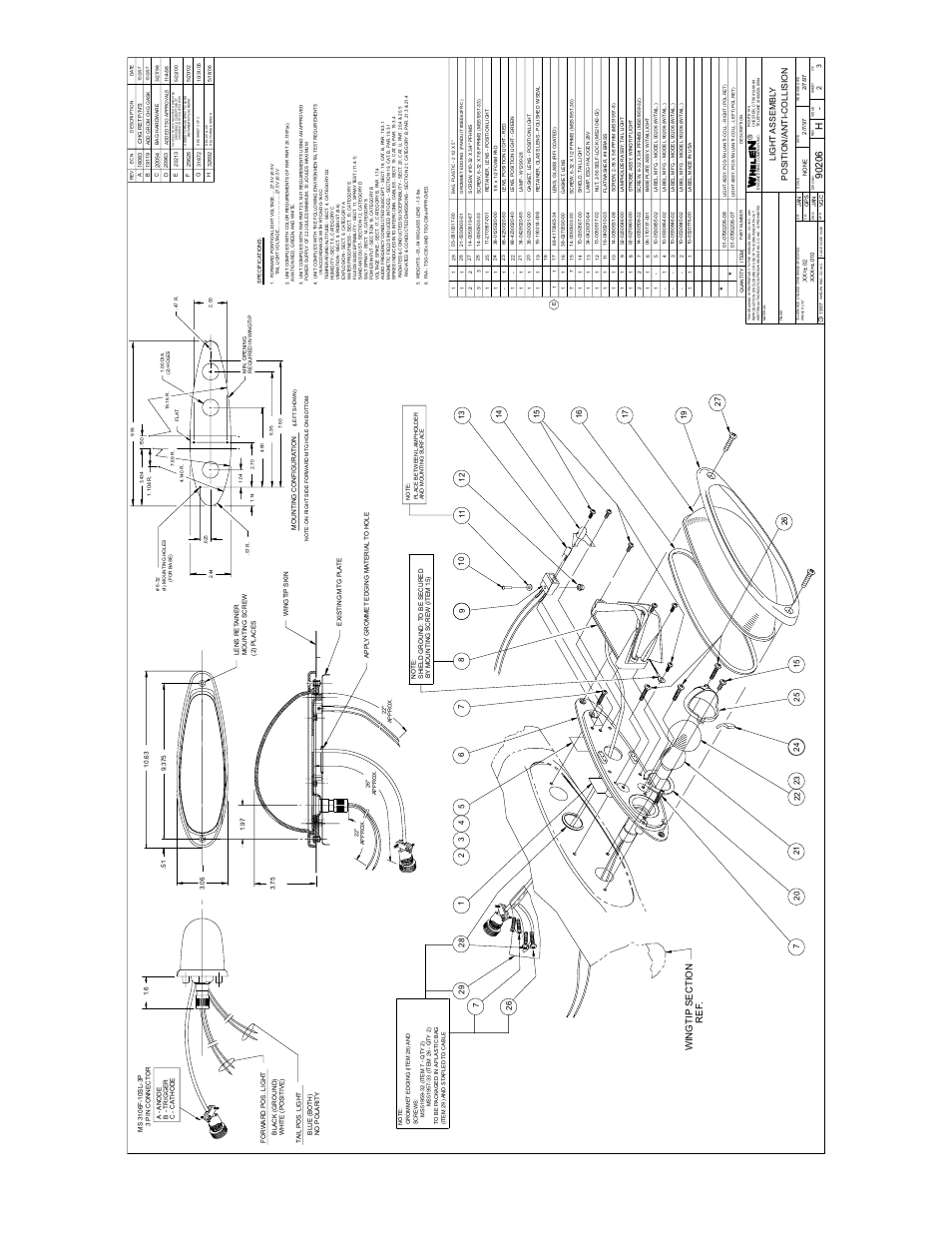 Page 3, Position/anti-collision light assembl y | Whelen 90206 User Manual | Page 3 / 3