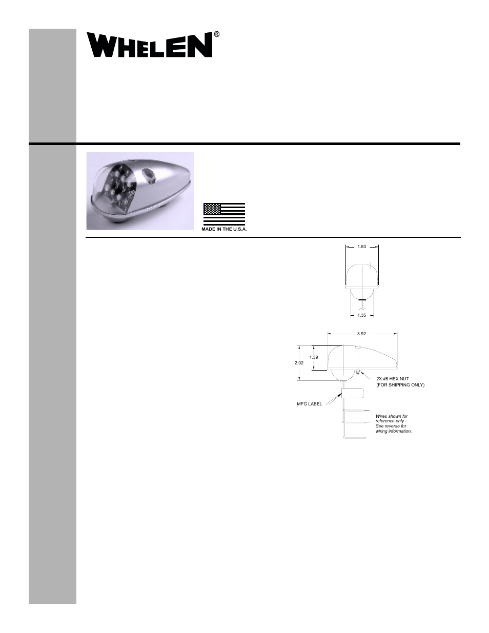 Whelen 7087501 User Manual | 2 pages