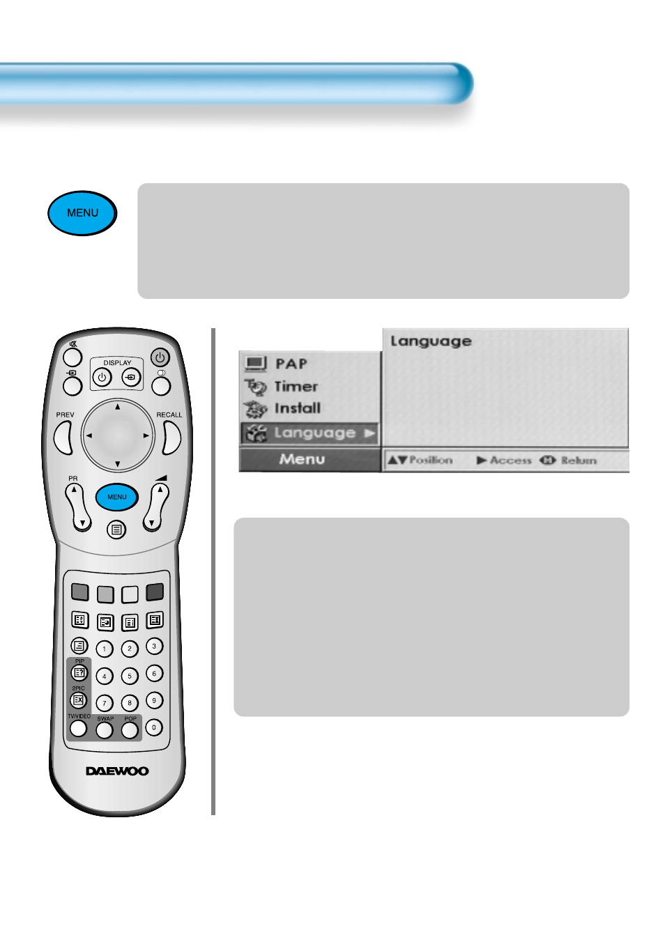 Features of the main menu | Daewoo DSA-9310E User Manual | Page 18 / 43