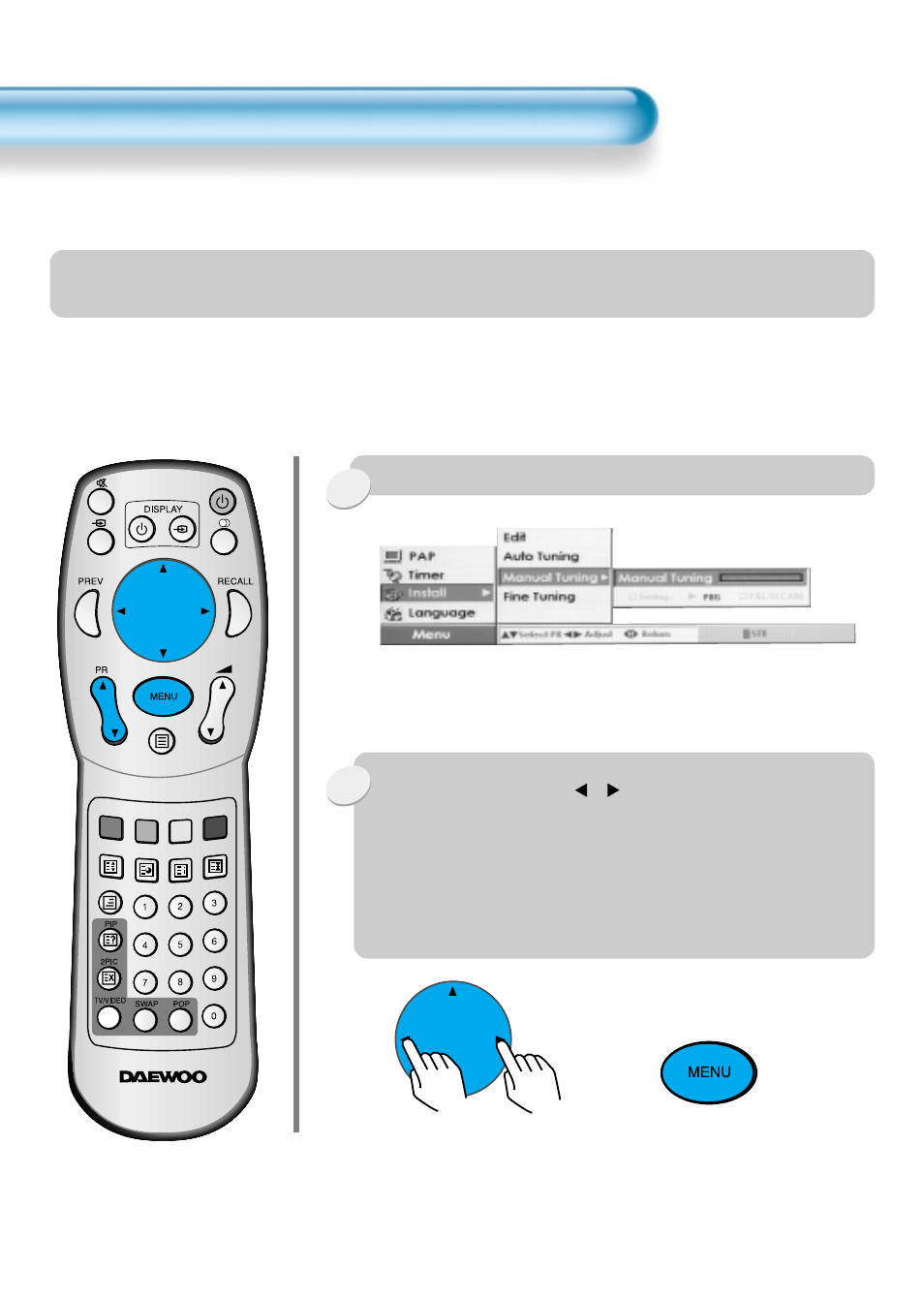 Manual tuning | Daewoo DSA-9310E User Manual | Page 30 / 43