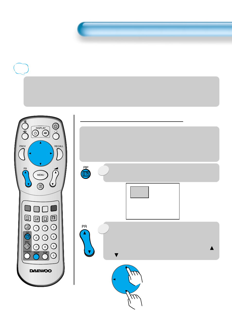 Operating picture and picture, Pip (picture in picture) | Daewoo DSA-9310E User Manual | Page 33 / 43