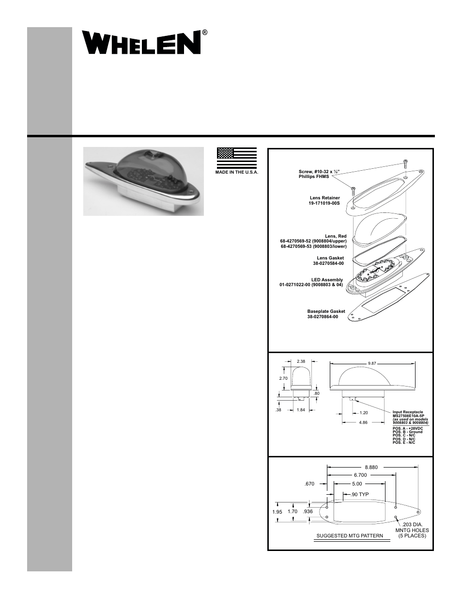 Whelen 9008803 User Manual | 1 page