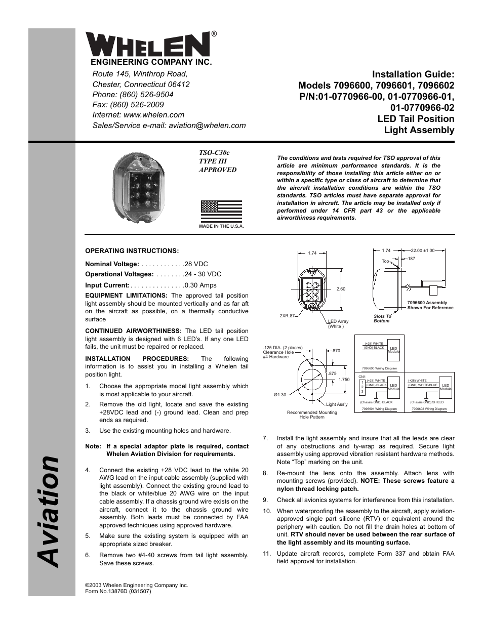 Whelen 7096600 User Manual | 2 pages