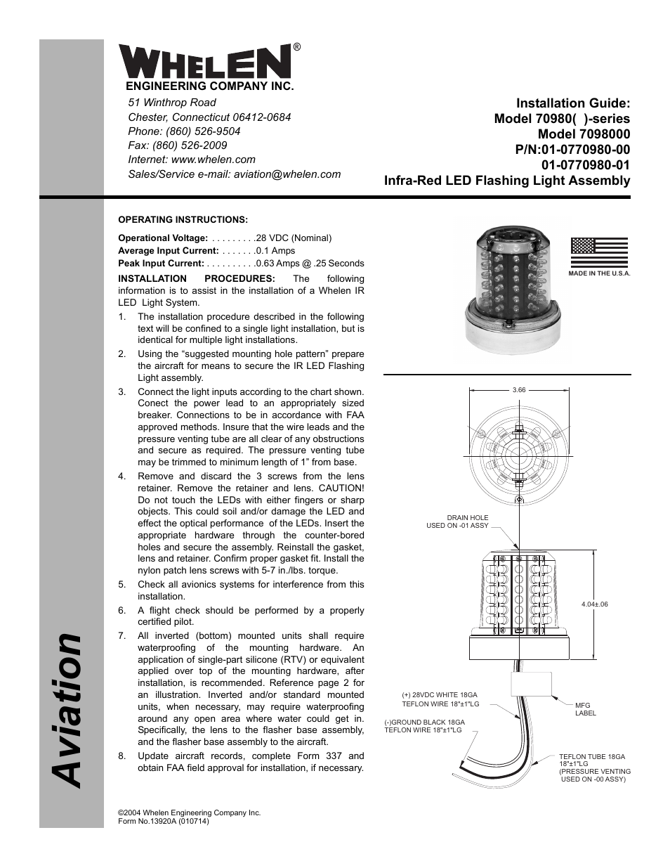 Whelen 7098000 User Manual | 2 pages