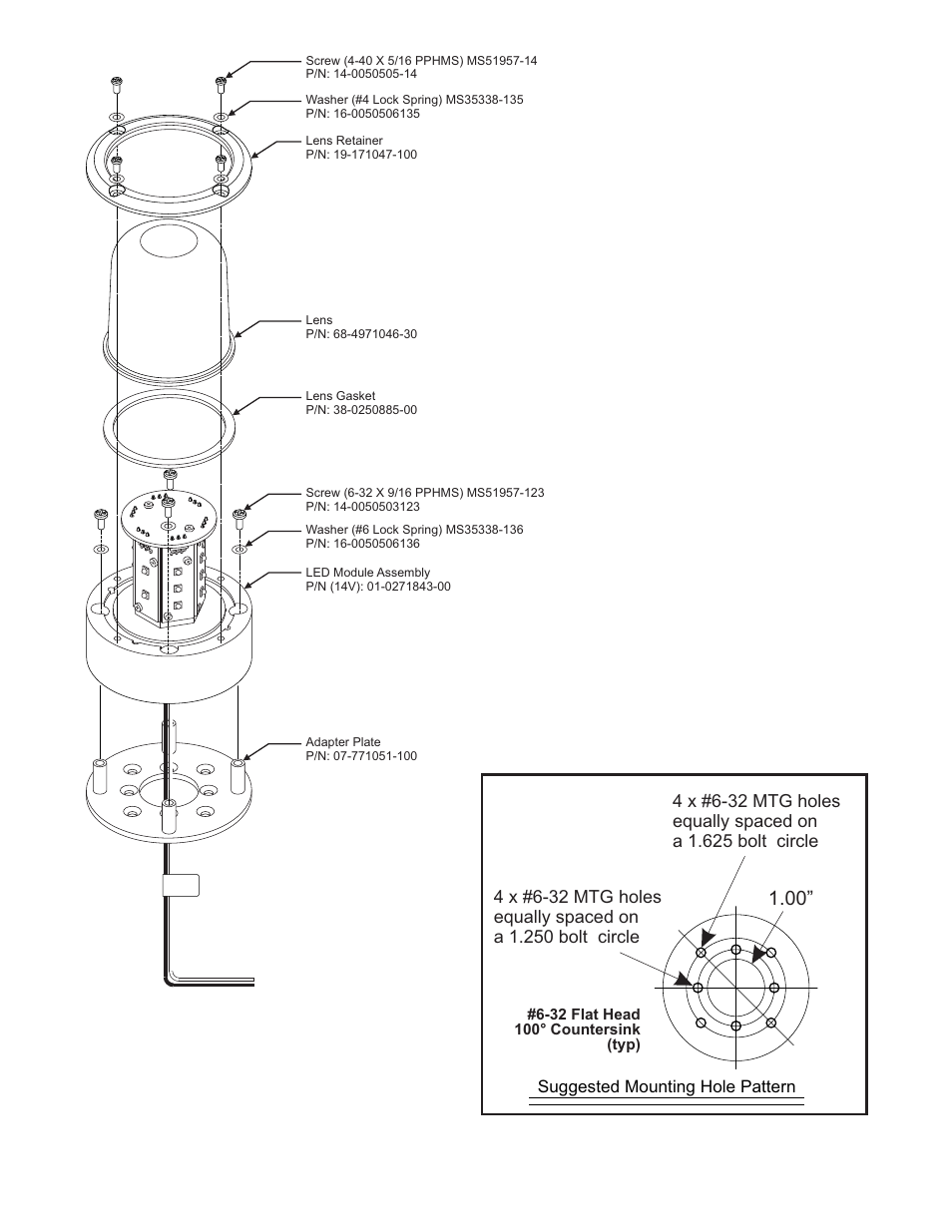 Suggested mounting hole pattern | Whelen 7105500 User Manual | Page 2 / 2