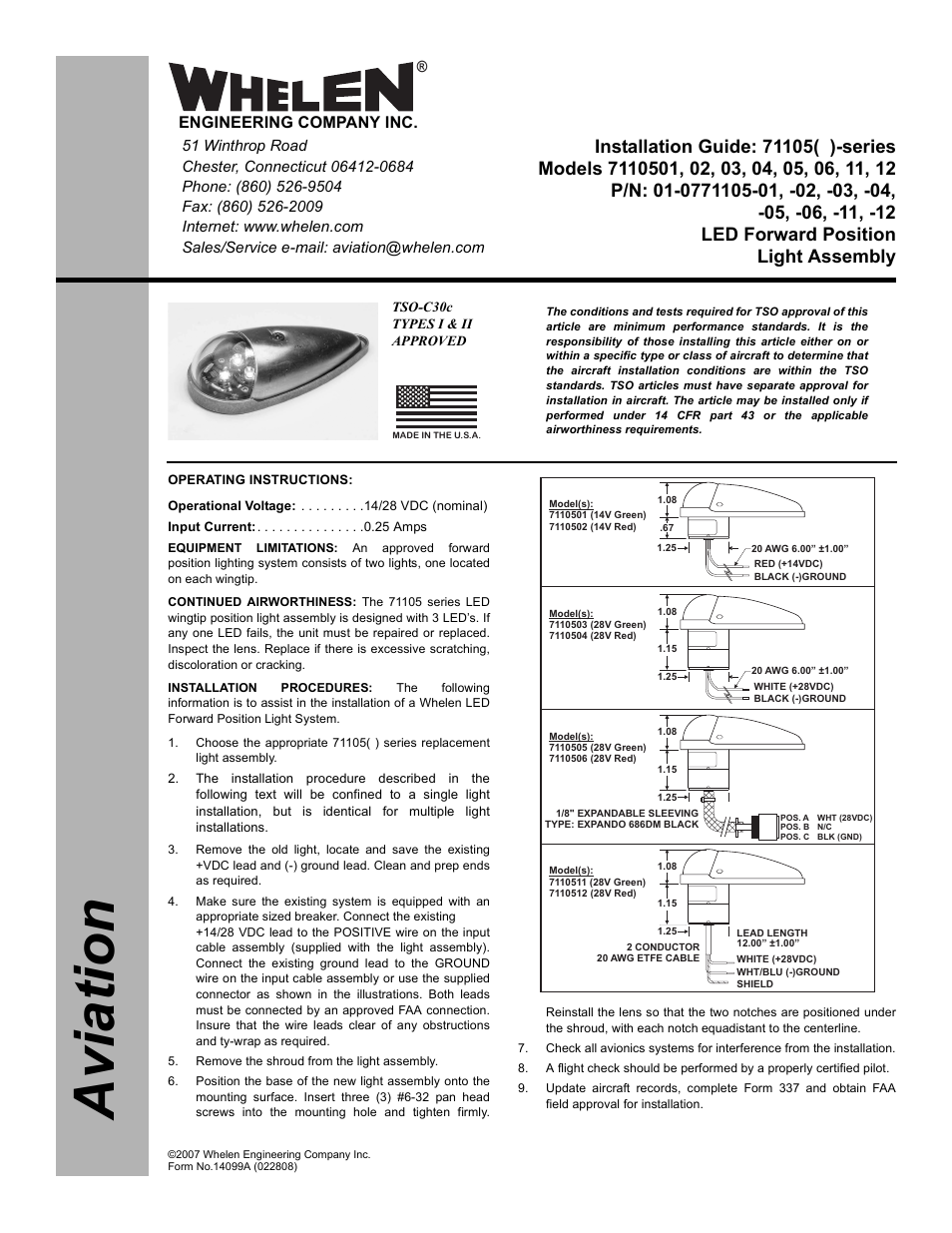 Whelen 7110501 User Manual | 2 pages