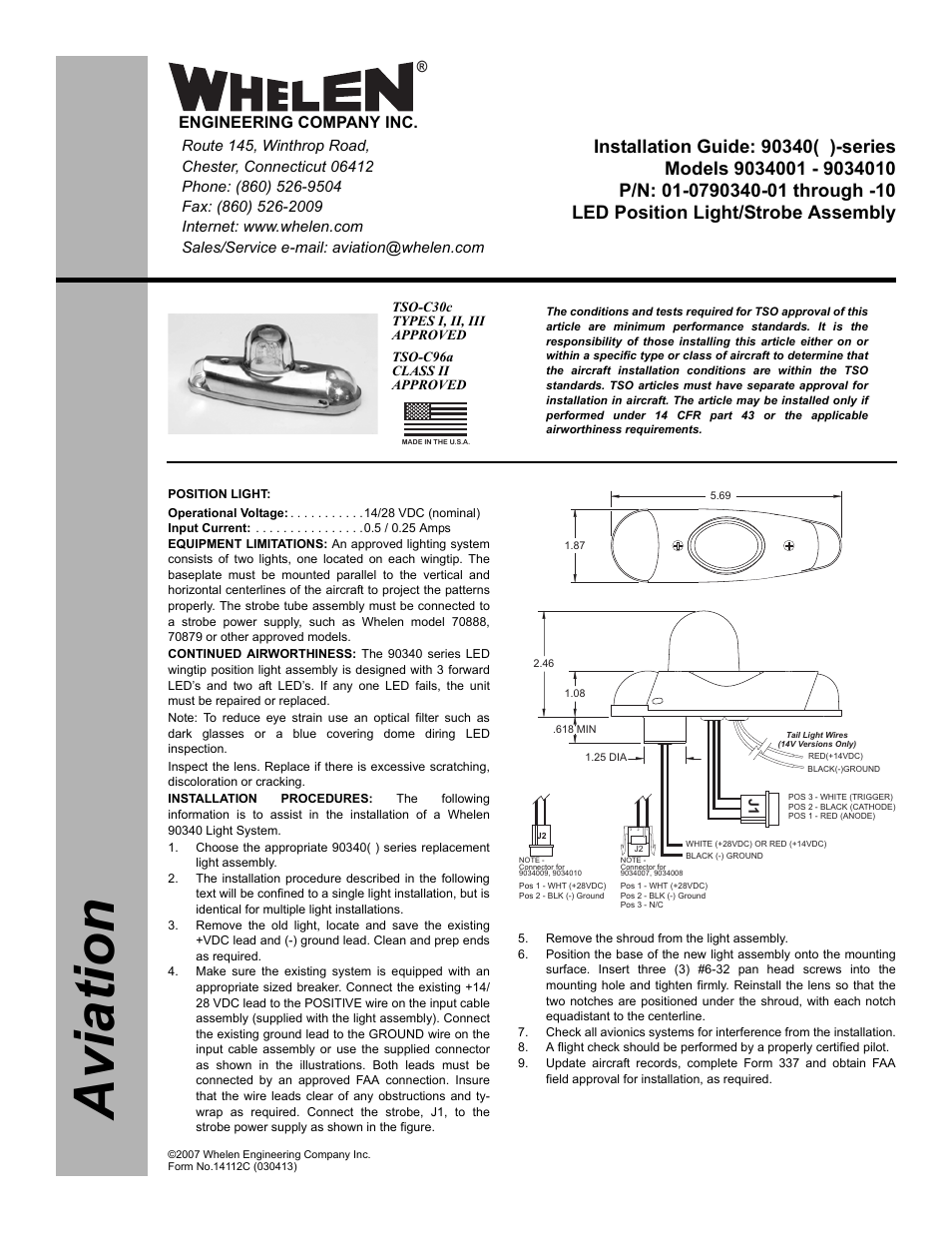 Whelen 90340 series User Manual | 2 pages