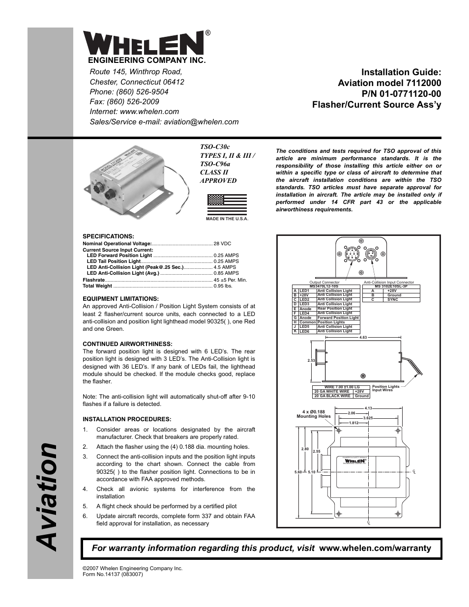 Whelen 7112000 User Manual | 1 page