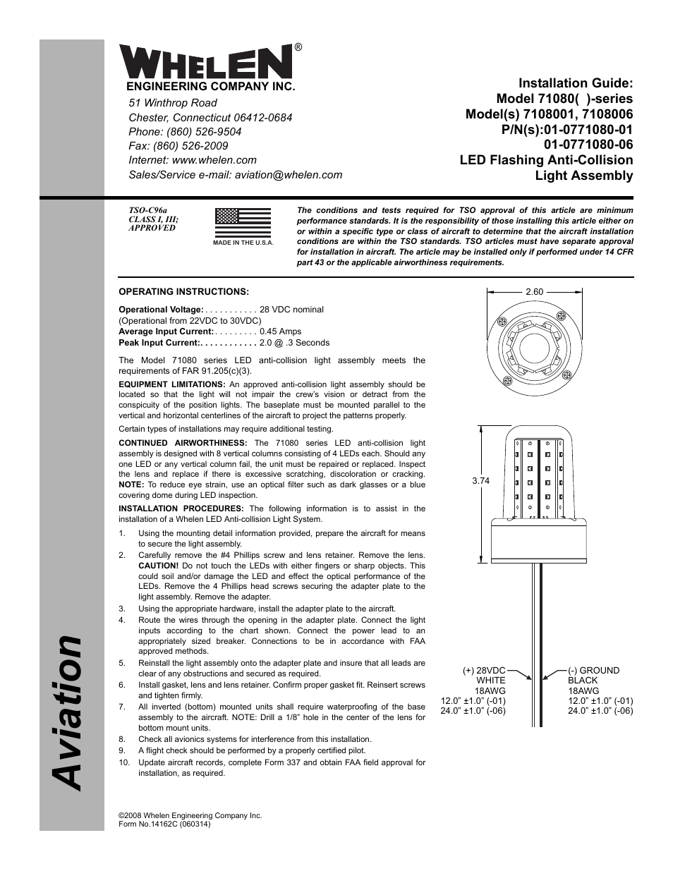 Whelen 7108001 User Manual | 2 pages