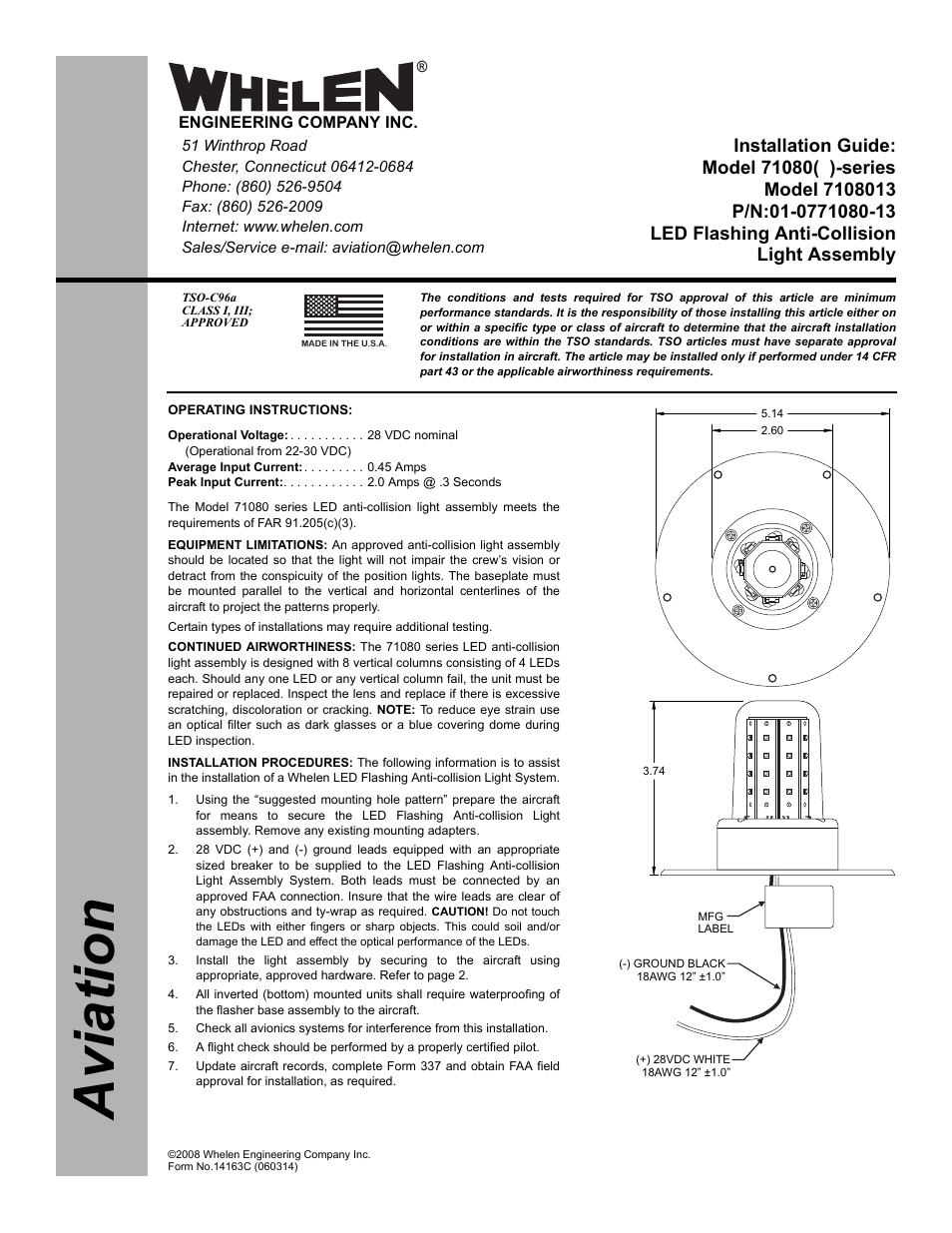 Whelen 7108013 User Manual | 2 pages