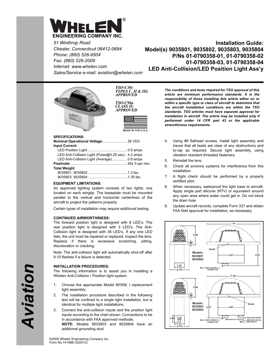 Whelen 9035801 User Manual | 2 pages