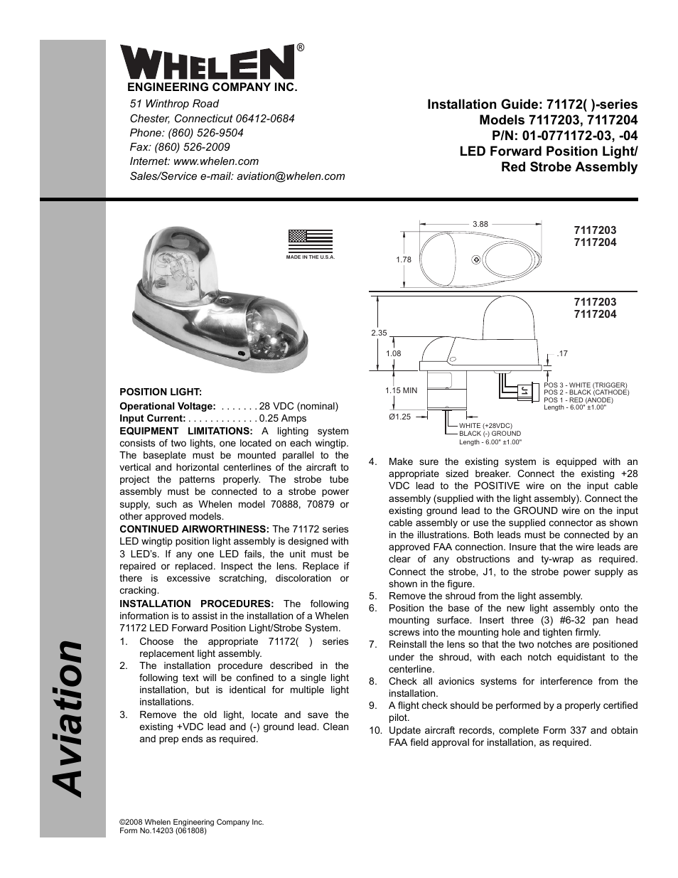 Whelen 7117203 User Manual | 2 pages