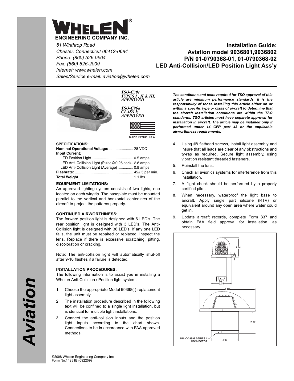 Whelen 9036801 User Manual | 2 pages