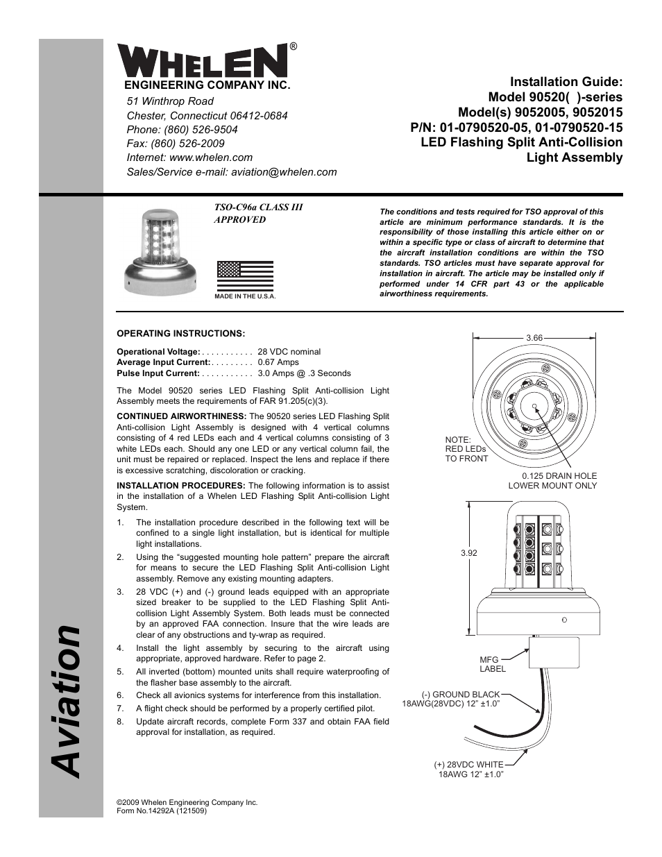 Whelen 9052005 User Manual | 2 pages