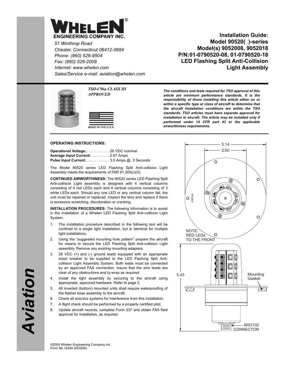 Whelen 9052008 User Manual | 2 pages