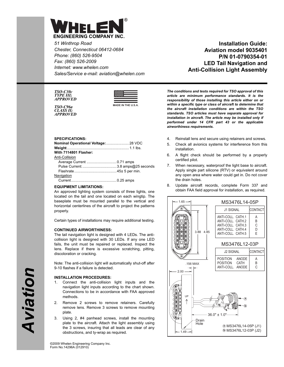 Whelen 9035401 User Manual | 2 pages