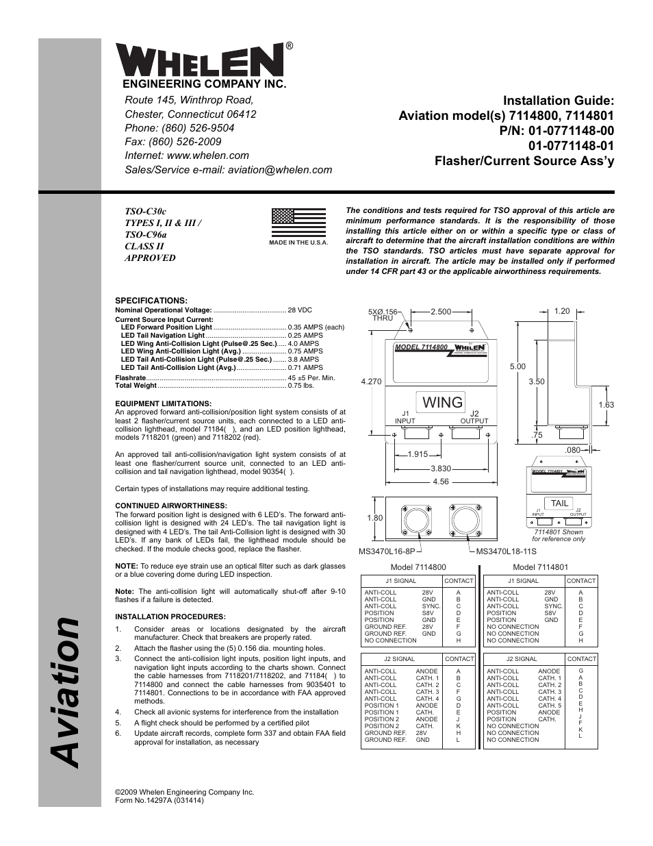 Whelen 7114800 User Manual | 1 page