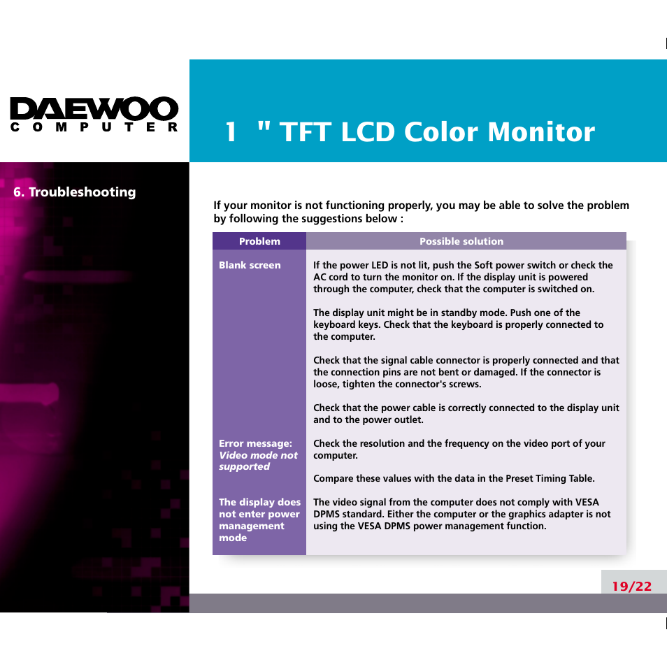 Daewoo F227B User Manual | Page 22 / 25