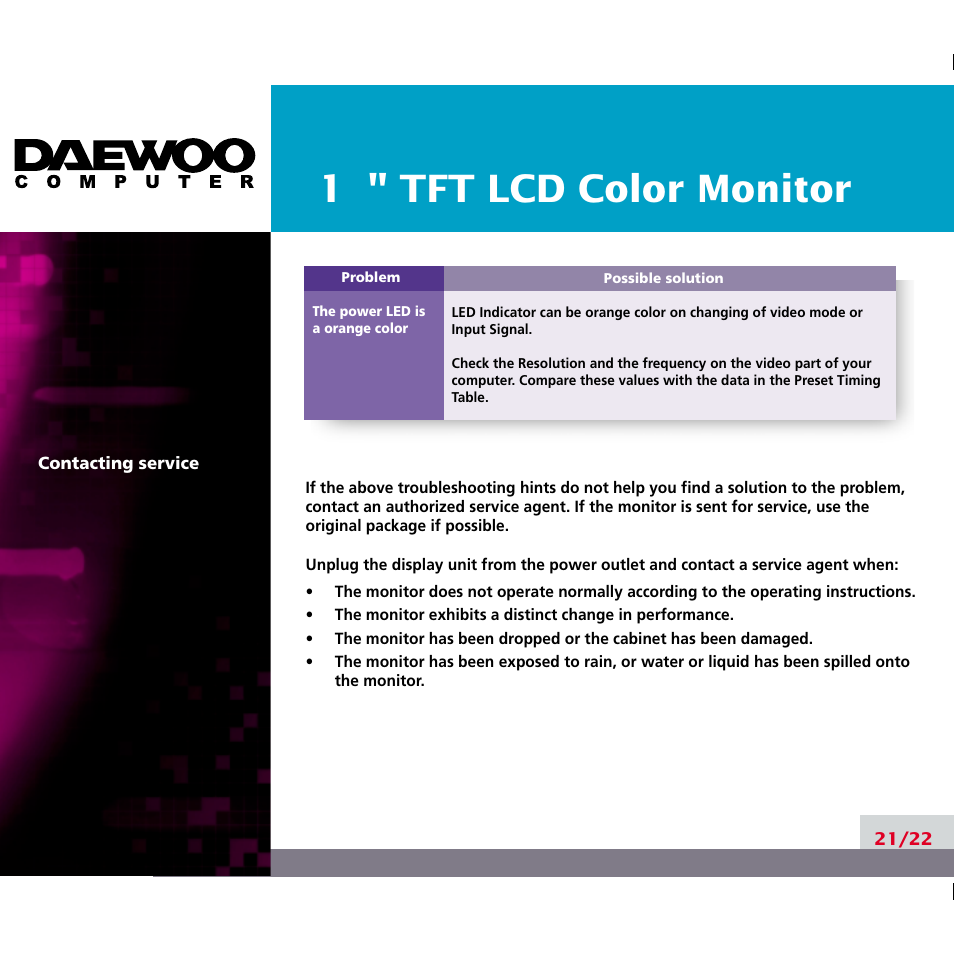 Daewoo F227B User Manual | Page 24 / 25