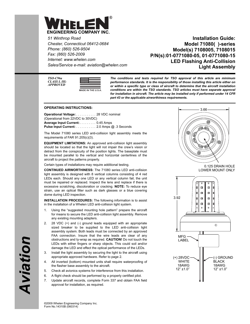 Whelen 7108005 User Manual | 2 pages