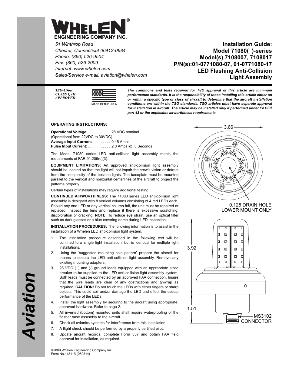 Whelen 7108007 User Manual | 2 pages